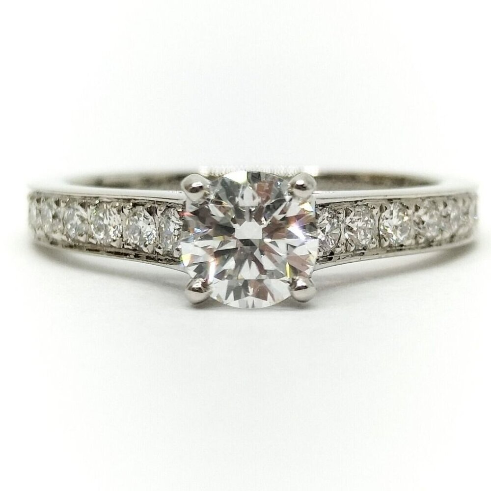 CARTIER RING SOLITAIRE Diamond 0.4ct Platinum Pt 950 Gold Ring W Box GIA CERT